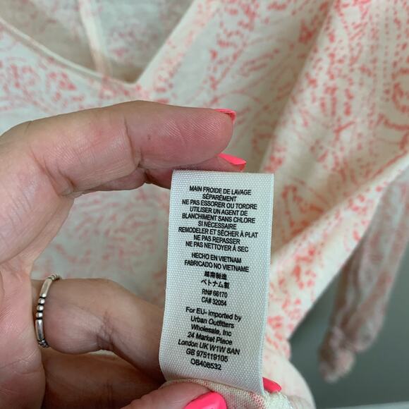 Free People Sahara Printed Asymmetrical Hem Pink/Cream Top - Picture 5 of 6